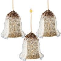 Shatchi 3Pcs Gold Santa Bell 12cm - Christmas Tree Hanging Decorations Ornaments Fairy Tale Theme