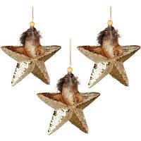 Shatchi 15cm Gold Star - 3Pcs Christmas Hanging Decorations