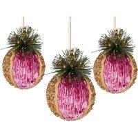 Shatchi 11.5cm Pink Glitter Bauble - 3Pcs Christmas Hanging Decorations
