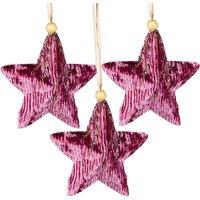Shatchi Pink Burgundy Star 10.5cm - Christmas Tree Hanging Decorations Ornaments Themed, 3pcs