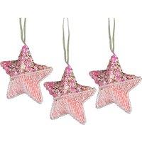 Shatchi 3Pcs Baby Pink Star 12cm - Christmas Tree Hanging Decorations Ornaments Fairy Tale Themed Xmas Tree Pendant