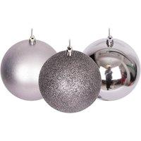 Shatchi Christmas decoration baubles mid grey 6cm 18pcs set