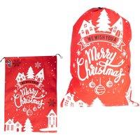 Shatchi Red Felt "Merry Christmas" Sack Festive Bag for Gifts & Holiday Decorations