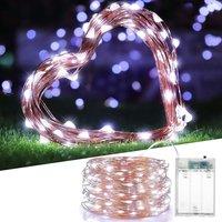 Shatchi 20 Sparkles White LED Battery Operated Lights with Gold Wire - Delicate Decor Lights Set, 2PK