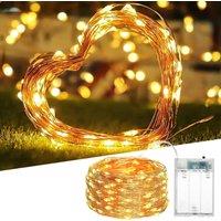 Shatchi 40 Sparkles LED Battery Operated Lights with Gold Wire - Elegant Gold Wire String Lights, 2PK in Yellow