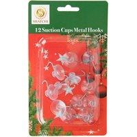 Shatchi 12Pcs Suction Cups Metal Hooks 2.3cm - Compact, Secure Hold in Clear