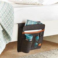 mysmartbuy Bed Pocket Organiser - Portable Felt Pocket Store with Leather Trim in Grey