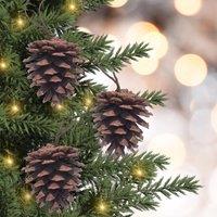 mysmartbuy Set of 12 Pinecone Christmas Tree Decorations with Hanging Loop - Festive Xmas Rustic Pine Cone Bauble Home Dcor in Brown