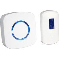 mysmartbuy Battery Powered Wireless Doorbell & Receiver with 100m Range, LED Flash & 36 Melodies - White & Blue Cordless Loud Door Chime