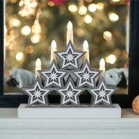 mysmartbuy Natural Wooden Candle Bridge 5 Warm White LEDs, Arch with Star Detail in Grey