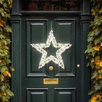 mysmartbuy Pre Lit LED Star Wreath - Warm White Lights, 5m Cable