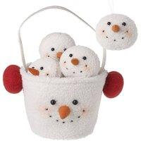 Garden Greatness Set Of 9 Snowman Head with Snowman Bag in White | Size: 1 Pack