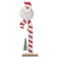 Garden Greatness Santa On Candy Cane Stick Decoration in Red | Size: 1 Pack