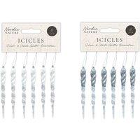 Garden Greatness Set Of 12 Icicle Glitter Hanging Decoration in White | Size: 1 Pack