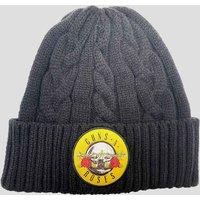Guns N Roses Band Logo Cable Knit Beanie Hat in Black