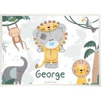 Personalised Memento Company Personalised Tiny Tatty Teddy Jungle Animals Placemat in White