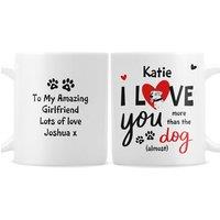 Personalised Memento Company Personalised I Love You More Than The Dog Mug in White