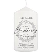 Personalised Memento Company Personalised 'Truly Blessed' Christening Pillar Candle in Off-White