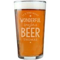 Personalised Memento Company Personalised Wonderful Time For A Beer Pint Glass in Clear
