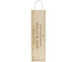 Personalised Memento Company Personalised Love Heart Wooden Wine Bottle Box in Light Brown