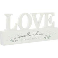 Personalised Memento Company Personalised Botanical Wooden Love Ornament in White