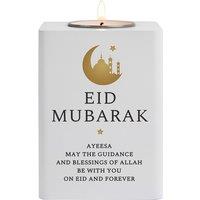 Personalised Memento Company Personalised Eid & Ramadan White Wooden Tea light Holder