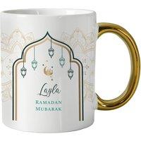 Personalised Memento Company Personalised Eid & Ramadan Gold Handled Mug in White