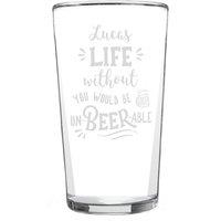 Personalised Memento Company Personalised Un-beer-able Pint Glass in Clear