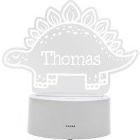 Personalised Memento Company Personalised Dinosaur LED Colour Changing Night Light in Clear
