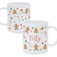 Personalised Memento Company Personalised Gingerbread Pattern Plastic Mug in White