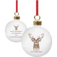 Personalised Memento Company Personalised Christmas Foliage Bauble in White