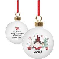 Personalised Memento Company Personalised Gonk Christmas Bauble in White