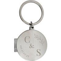 Personalised Memento Company Personalised Foliage Couples Photo Keyring in Metallic Silver