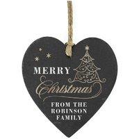 Personalised Memento Company Personalised Gold Christmas Slate Heart Ornament in Black