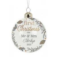 Personalised Memento Company Personalised First Christmas As... Glass Bauble in Clear