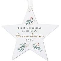 Personalised Memento Company Personalised Christmas Foliage Hanging Star Decoration in White