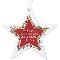 Personalised Memento Company Personalised Christmas Wreath Wooden Star Bauble in White