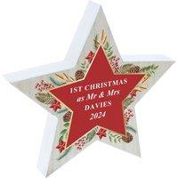 Personalised Memento Company Personalised Christmas Free Standing Wooden Star Ornament in Brown