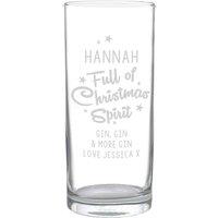 Personalised Memento Company Personalised Full Of Christmas Spirit Hi Ball Glass in Clear