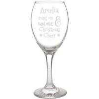 Personalised Memento Company Personalised Runs On Wine & Christmas Cheer Wine Glass in Clear