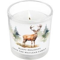 Personalised Memento Company Personalised Water Colour Stag Candle Jar in Off-White