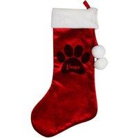 Personalised Memento Company Personalised Paw Print Red Stocking
