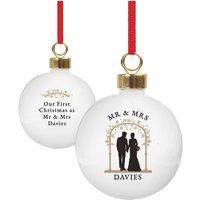 Personalised Memento Company Personalised Mr & Mrs Bauble in White
