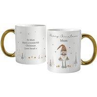 Personalised Memento Company Personalised Christmas Gonk Gold Handed Mug in White