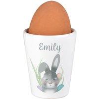 Personalised Memento Company Personalised Grey Easter Bunny Egg Cup in White