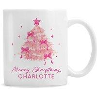 Personalised Memento Company Personalised Pink Christmas Tree Mug in White