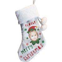 Personalised Memento Company Personalised Photo Upload Elf Christmas Stocking in Grey