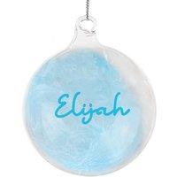 Personalised Memento Company Personalised Blue Feather Bauble in Clear