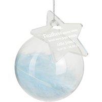 Personalised Memento Company Personalised Blue Memorial Feather Bauble in Clear