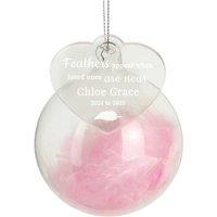 Personalised Memento Company Personalised Pink Memorial Feather Bauble